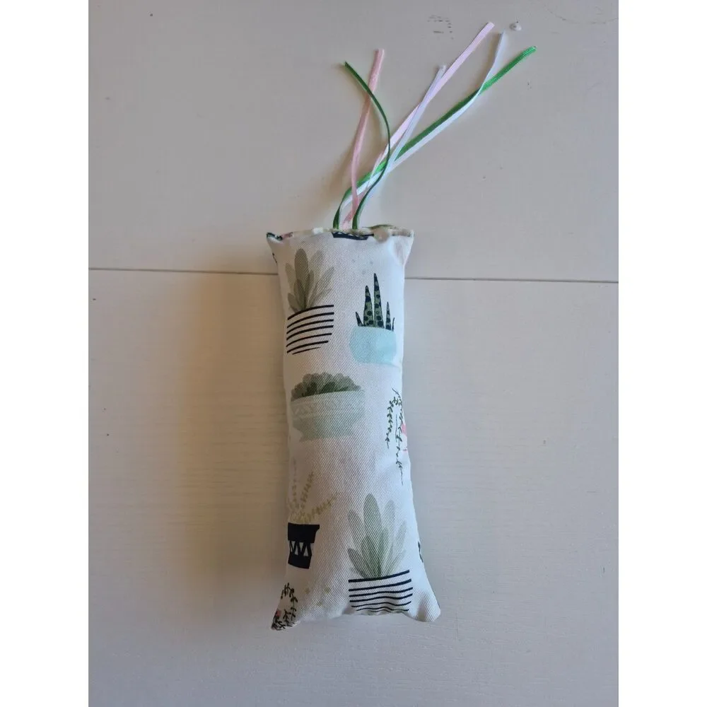Handcrafted Succulent Print Cat Kicker Toy with Premium Catnip & Playful Ribbons